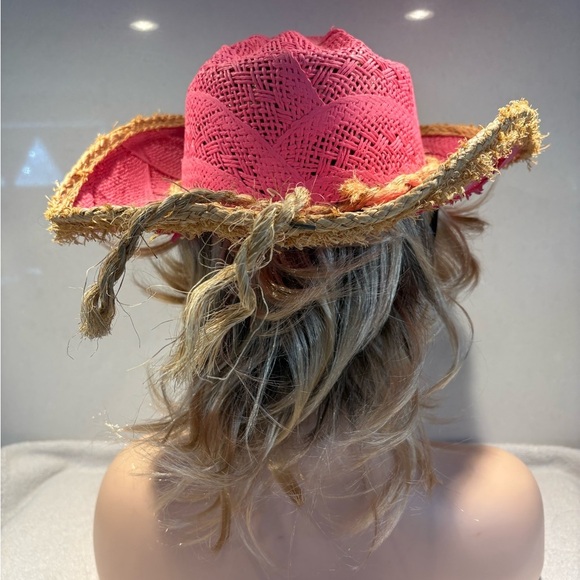 Coastal Cowgirl Corona Pink Western Straw Hat by TONPSOM | Size M - Picture 4 of 12